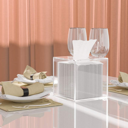 Acrylic Tissue Box Cover, Square Napkin Dispenser, Clear Tissue Holder for Home, Office & Restaurant, Durable & Elegant Design, Easy Access Tissue Organizer