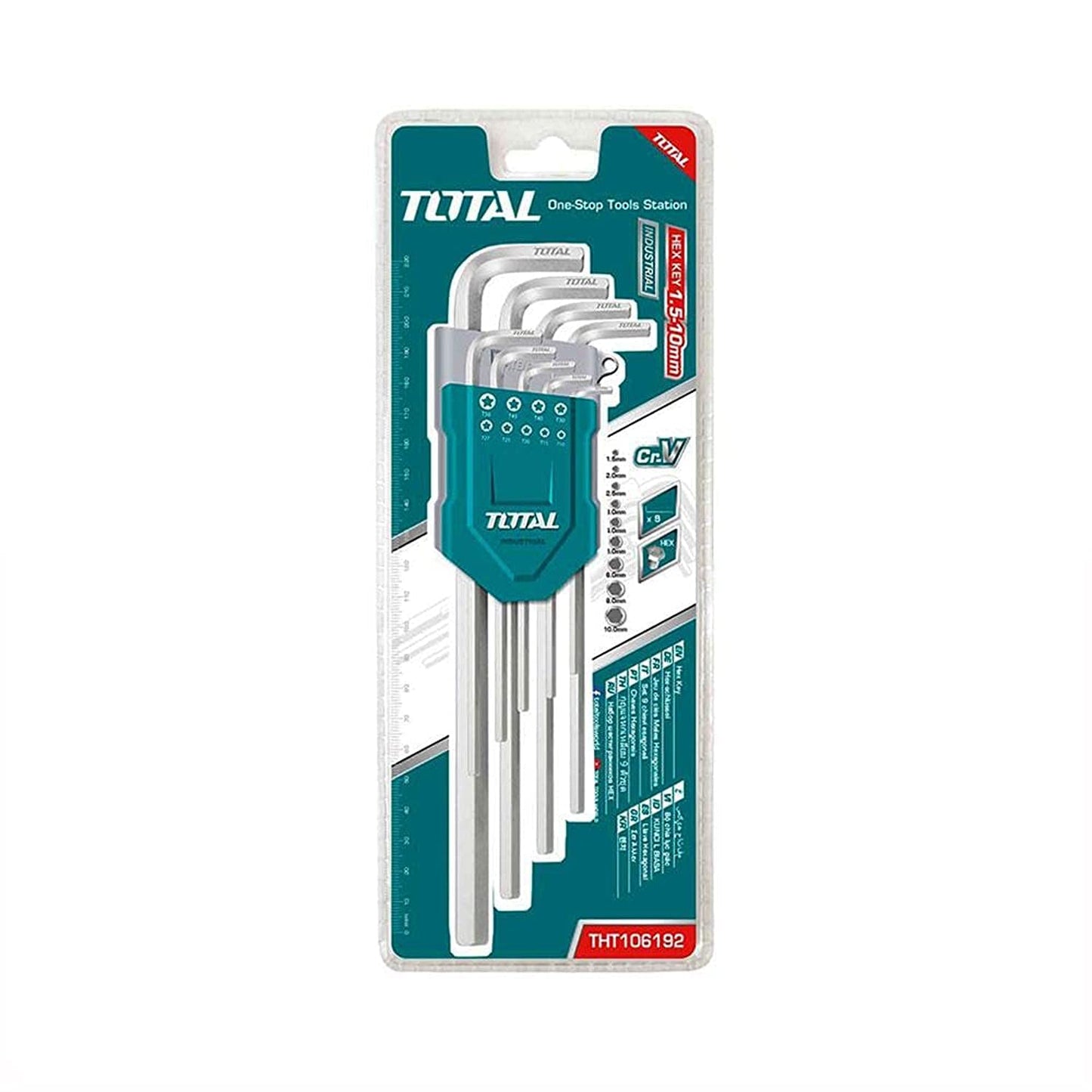 Total THT106192 Hex Keys (1.5: 10 mm)- 9 Pieces