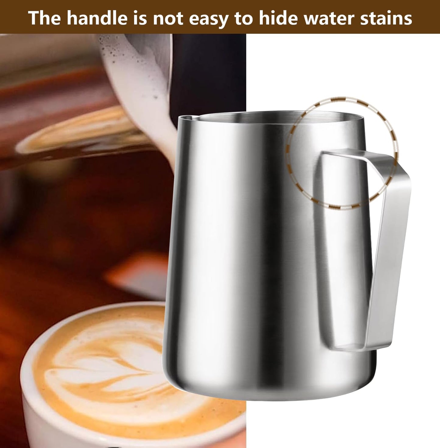 Worbic Milk Frothing Pitcher 12oz/350ml, Stainless Steel Milk Jug for Making Latte Art and Coffee Cappuccino,Latte Art Barista Steaming Pitcher Milk Frother Jug with Scale