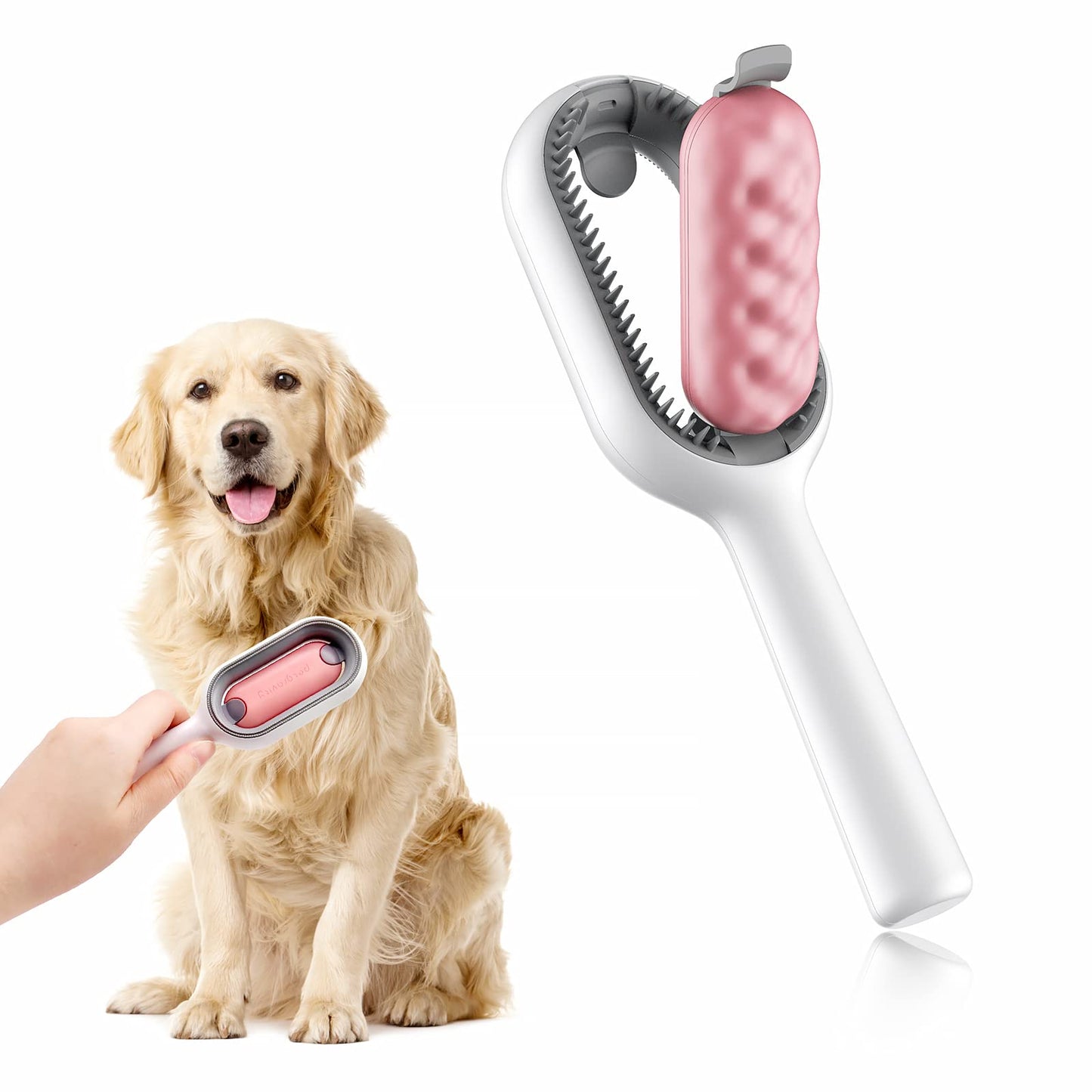 Petgravity Cat Cleaning Brush Self Cleaning Slicker Brushes for Dogs Cats Pet Grooming Brush Tool Gently Removes Loose Undercoat Mats Tangled Hair Slicker Brush for Pet Massage (ShortHaired Pink)