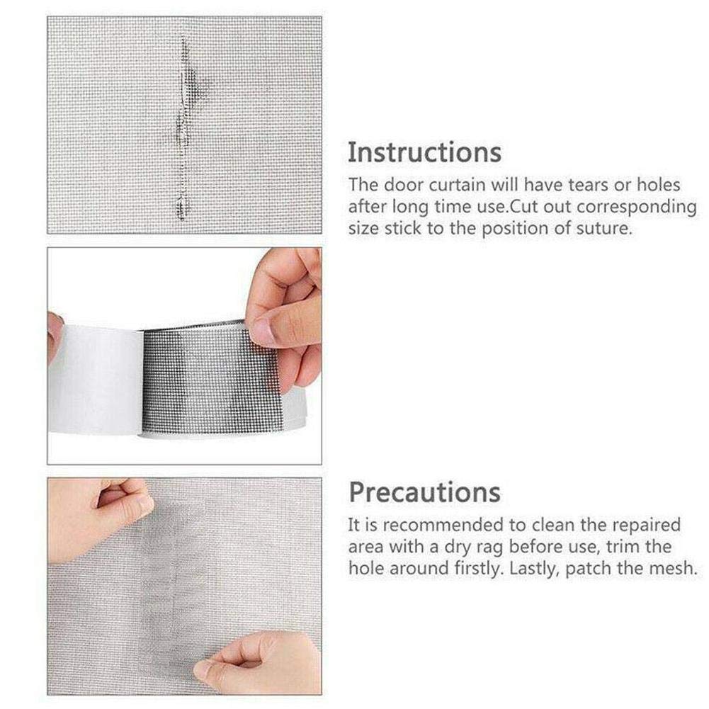 Window screen repair tape, 80 x 2inch door window screen patch repair kit, fiberglass covering mesh repair tape strong adhesive & waterproof seal for repair holes tears (grey)
