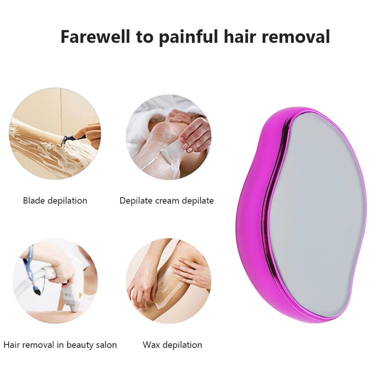 Crystal Hair Eraser, Bleame Crystal Hair Eraser, Painless Exfoliating Magic Crystal Hair Remover, Quick and Easy Hair Removal Tool for Men and Women Arms, Legs, Backs (Purple)