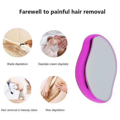 Crystal Hair Eraser, Bleame Crystal Hair Eraser, Painless Exfoliating Magic Crystal Hair Remover, Quick and Easy Hair Removal Tool for Men and Women Arms, Legs, Backs (Purple)