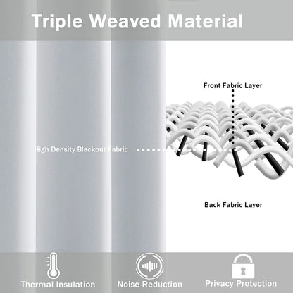 Blackout Curtains with Tiebacks - Thermal Insulated, Light Blocking and Noise Reducing Grommet Curtain Drapes for Bedroom and Living Room, Set of 2 Panels,