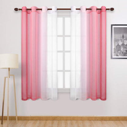 Modern Design Voile chiffon Curtains - Gradient colours- steel Grommets - 2 pieces - for living rooms and bedrooms