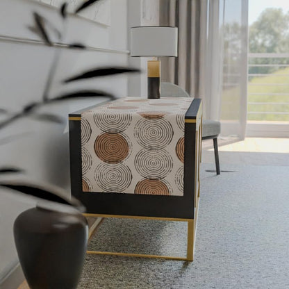 Rounds Velvet Table Runner, a Plush Multicolor Decorative Centerpiece with a Fun Geometric Circle Pattern, 35x140 cm, adds a Luxurious Feel and a Playful Touch to your Dining Table