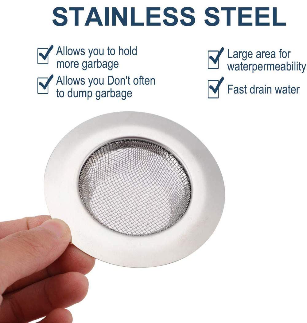 ZLYY 2PCS 3.5 INCH Kitchen Sink Drain Strainer, Stainless Steel Anti-blocking Mesh Drain Stopper For Kitchen Bathroom Basin Laundry.