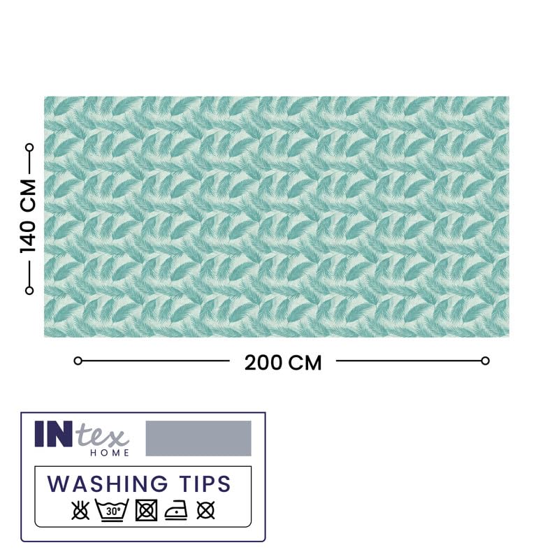INTEX HOME Linen Velvet Table Cloth, Bella Leaf Pattern, Premium Soft Fabric, 130W×130L CM, Turquoise, Elegant Dining and Living Room Decor, Durable Protection for Daily Use and Special Occasions