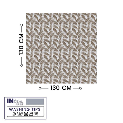 INTEX HOME Linen Velvet Table Cloth, Bella Leaf Pattern, Premium Soft Fabric, 130W×130L CM, Turquoise, Elegant Dining and Living Room Decor, Durable Protection for Daily Use and Special Occasions