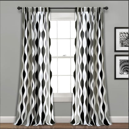 Light Filtering Window Curtain with Back Tab Design, Linen Velvet Fabric - 1 Piece
