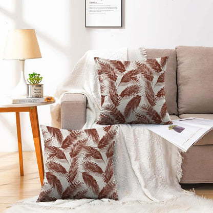 INTEX HOME Linen Velvet Cushion Set, Bella Leaf Pattern, Premium Soft Fabric, 40×40 cm, Turquoise, Elegant Living and Dining Room Decor, Comfortable and Durable Accent Pillows, 2 Pieces