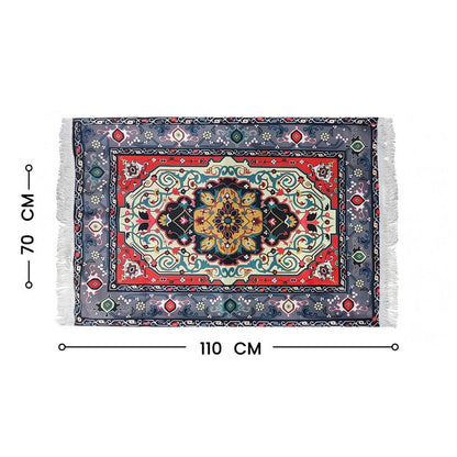 INtex Home Velvet Padded Prayer Rug, Multicolor Islamic Persian Design, Soft Printed Fabric with Anti-Slip Layer, Comfortable and Cushioned, 70x110 cm