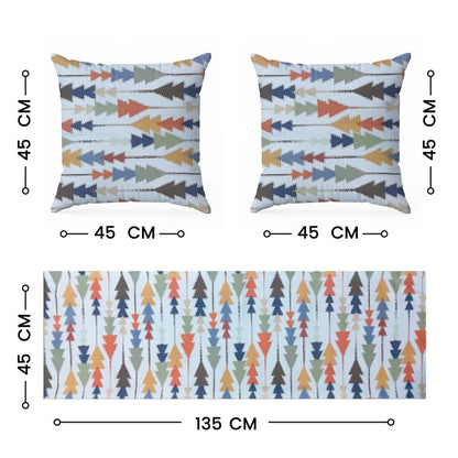 INTEX HOME Sofia Elegance 3-Piece Set – Linen Velvet Table Runner 45x135 cm - 2 Cushion Covers 40X40 cm – Elegant Home Décor for Dining Table & Living Room – Grey