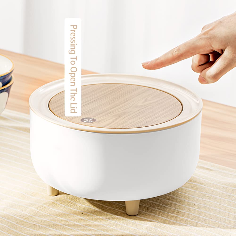 Storage Trash Can, Mini Plastic Waste Bin with Press Top Lid, Compact Design for Office, Kitchen, Under Desk, Multi-Purpose Waste Basket, Easy to Clean