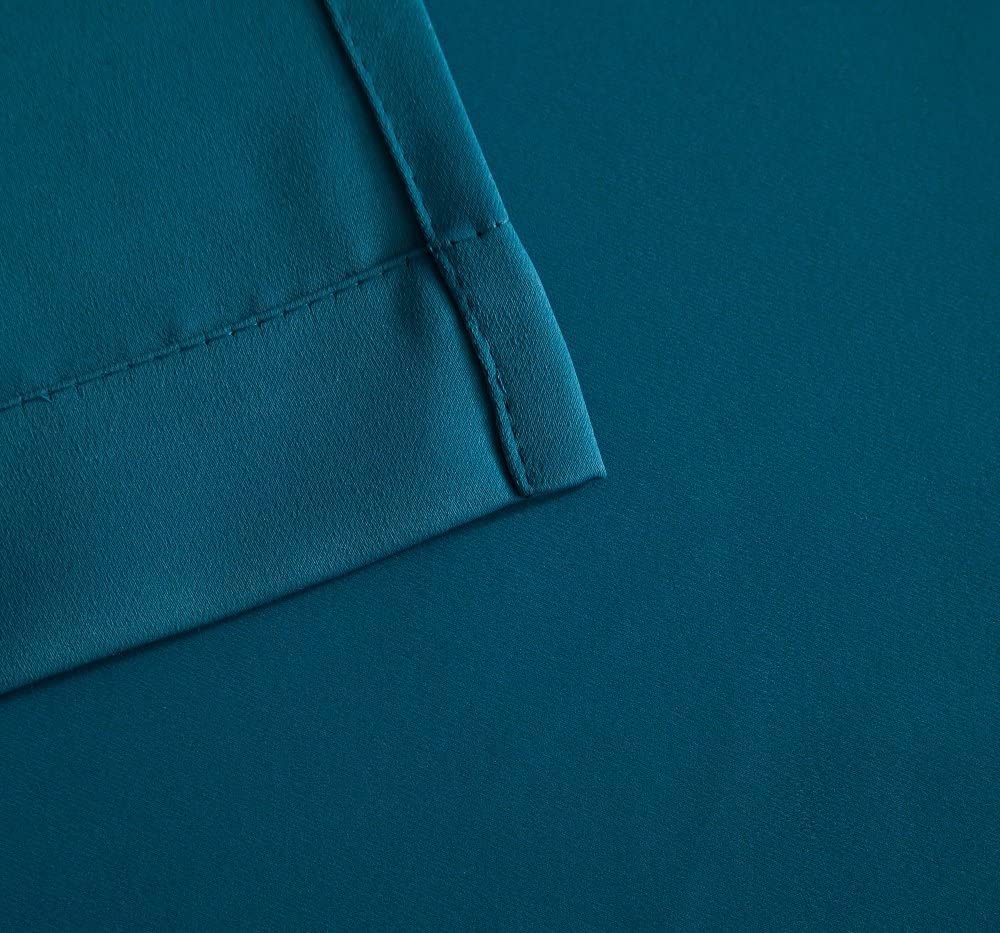 INtex CURTAINS HOUSE Blackout Curtains - Soft Peachy Texture Thermal Insulating Curtains-Silver Steel Grommets Blackout For Living Rooms And Bedrooms - Single Panel 135W X 230L CM Black