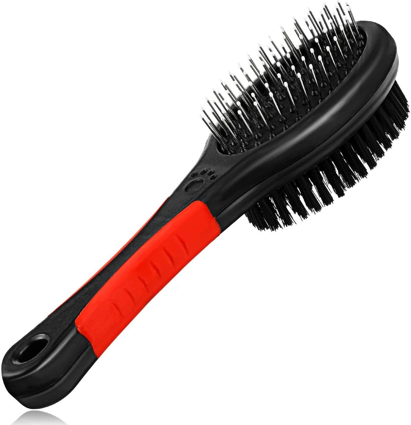 TadKeep Dog Brush for Grooming Pet Double Sided 2 in 1 Pin & Bristle Soft - Slicker Detangling Comb Cat and Shedding, Removing, Dirt Cleaning Short or Long Hair, Black, L