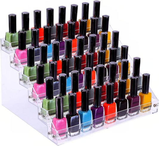6-Tier Clear Acrylic Display Stand for Nail Polish and Paint Bottles, Tiered Tabletop Rack and Organizer for Essential Oils, Inks, and Cosmetics, Professional and Elegant Storage Holder