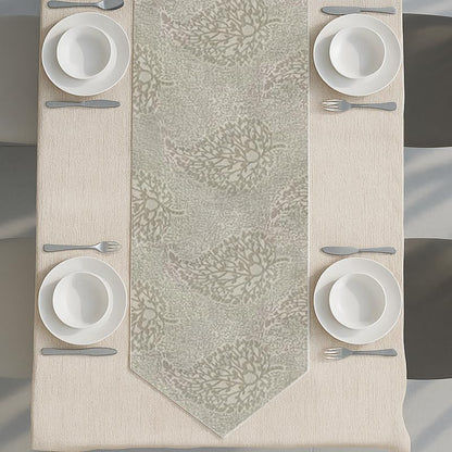 INtex Home Linen Table Runner with V-Shaped End, DAS Printed Rectangle Design for Reception Living Room and Kitchen Tables, for Dining and Home Décor, 1 Piece - 45x160 cm - Off-White