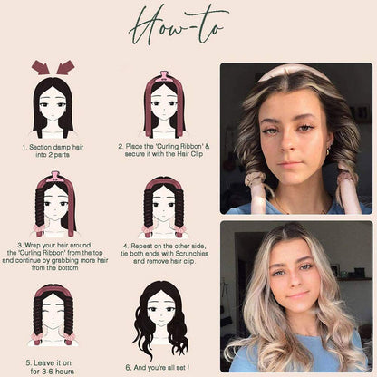 NC Heatless Curling Rod Silk Headband, No Heat Curls Hair Rollers with Ribbons Sleeping Soft Wave Formers Hair Curlers DIY Hair Styling Tools for Long Medium Hair random color