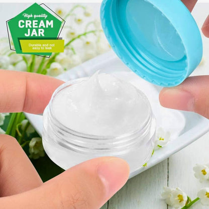 Seven-Piece Travel Bottles Set, Durable and Reusable Transparent Plastic Containers for Cosmetics, Perfume, and Skincare, Travel Kit for Women - Blue