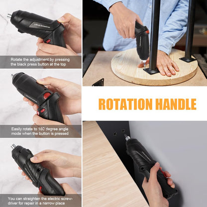 Flintronic Electric Screwdriver, 3.5Nm Electric Screwdriver, LED Light Torch, Ratchet Wrench, USB Cable Charger, 45 Accessories, for DIY Tools for Home Office