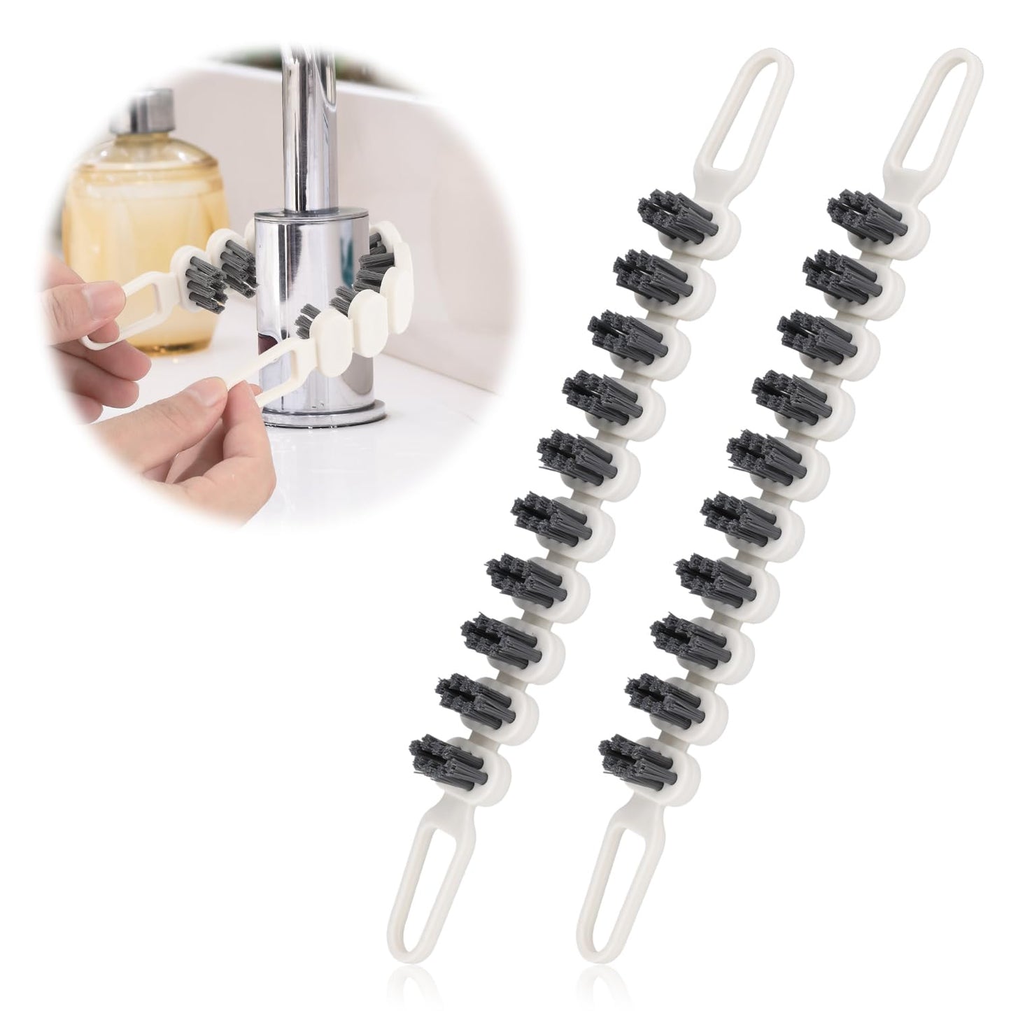 2pcs Foldable Crevice Cleaning Brush, Multifunctional Flexible Tool for Cleaning Spaces and Corners for Hard Bristle Brush for Kitchen Bathroom Sink