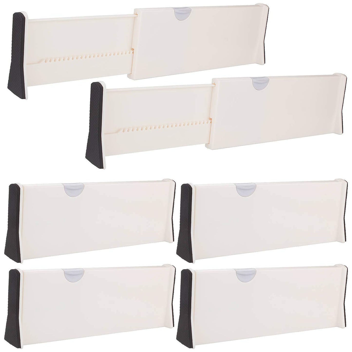 6 x Adjustable Drawer Dividers ASelected 17" Expandable Drawer Organizers Set Plastic Drawer Separator Suitable for Kitchen Bathroom Bedroom Office Dresser Desk - White (Pack of 6)