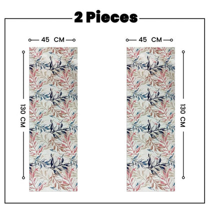 INtex HOME Linen Velvet Table Runner, 45 x 130 cm, Modern Leaves Design, Elegant Rectangular Tablecloth for Dining, Living Room and Kitchen, Soft, Durable - Café x Brown - Single Piece