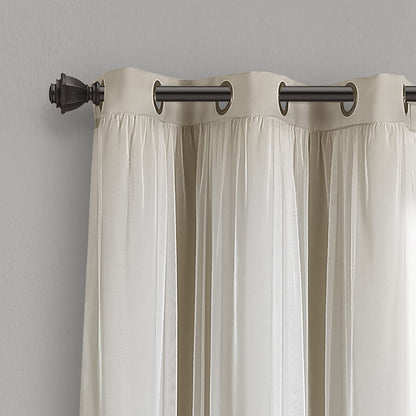 Voile Sheer Panel Pair with Insulated Blackout Room Dark,Rich steel Grommet, Set of 1 Panel