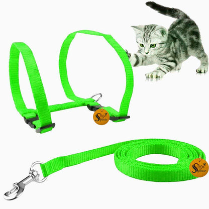 Sage Square Soft Adjustable Harness with Leash Rope Set for Cat/Kitten of Nylon (Green)