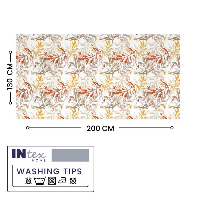 INtex Home Tablecloth, Linen Velvet Fabric, Soft Comfortable Material for Living Rooms Kitchens Bedrooms and Special Occasions, Elegant Table Cover - 130 x 200 cm - 1 Pc - Café x Warm Orange