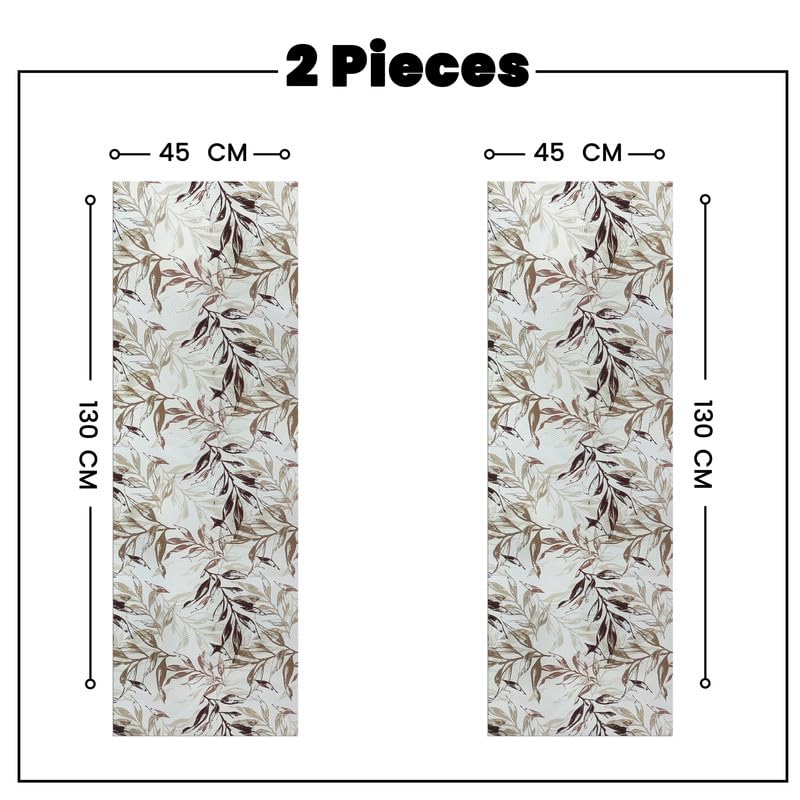 INtex HOME Linen Velvet Table Runner, 45 x 130 cm, Modern Leaves Design, Elegant Rectangular Tablecloth for Dining, Living Room and Kitchen, Soft, Durable - Café x Brown - Single Piece