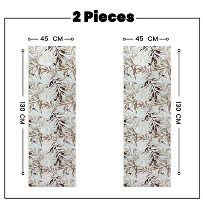 INtex HOME Linen Velvet Table Runner, 45 x 130 cm, Modern Leaves Design, Elegant Rectangular Tablecloth for Dining, Living Room and Kitchen, Soft, Durable - Café x Brown - Single Piece