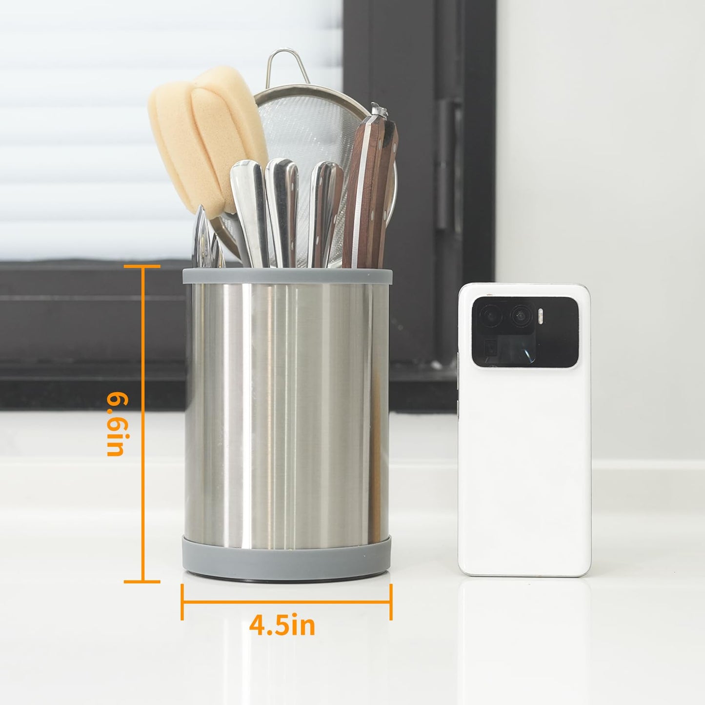 Gronivex 360° Rotating Storage Rack, Rotary Stainless Steel Kitchenware Storage Bucket, Basic Kitchen Container for Kitchen Countertops, Kitchenware Holder for Kitchen Countertops