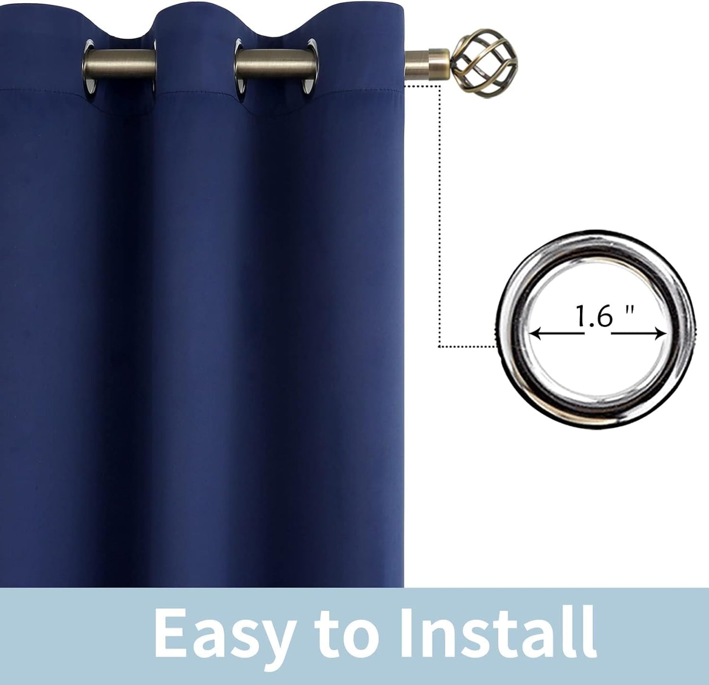 INtex CURTAINS HOUSE Blackout Curtains - Soft Peachy Texture Thermal Insulating Curtains-Silver Steel Grommets Blackout For Living Rooms And Bedrooms - Single Panel 135W X 230L CM Black