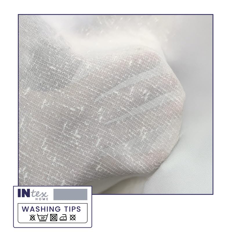 INTEX HOME Elegant Linen Curtain Panel, Semi-Transparent Sheer Fabric with Steel Grommets, Lightweight Drapery, Soft Light Filtering Window Cover - 1 piece - Off-White - 400 W x 230 L