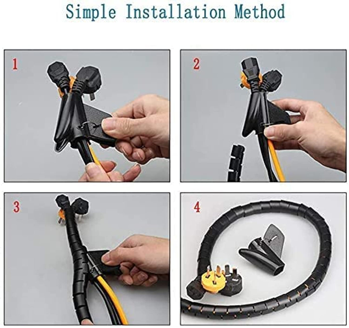 Spiral Wrapping Band Tool Kit Flexible Cable Tidy Organizer Tube Wire Wrap Cable Cover Protector Cord Organizer For Pc TV Computer Ideal For Use In Home Office (2m, black)