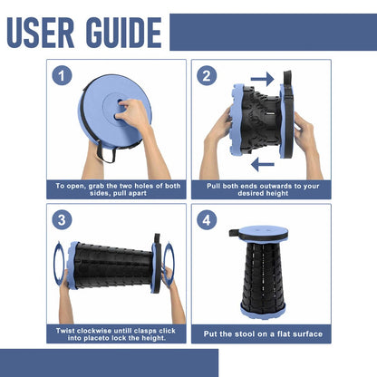 كرسي سفر بلاستيكي محمول قابل للطي والسحب، مقعد قابل للطي بتصميم رائع، خفيف الوزن وقابل للتعديل للتخييم وصيد الأسماك والمشي لمسافات طويلة والبستنة والاستخدام في الهواء الطلق