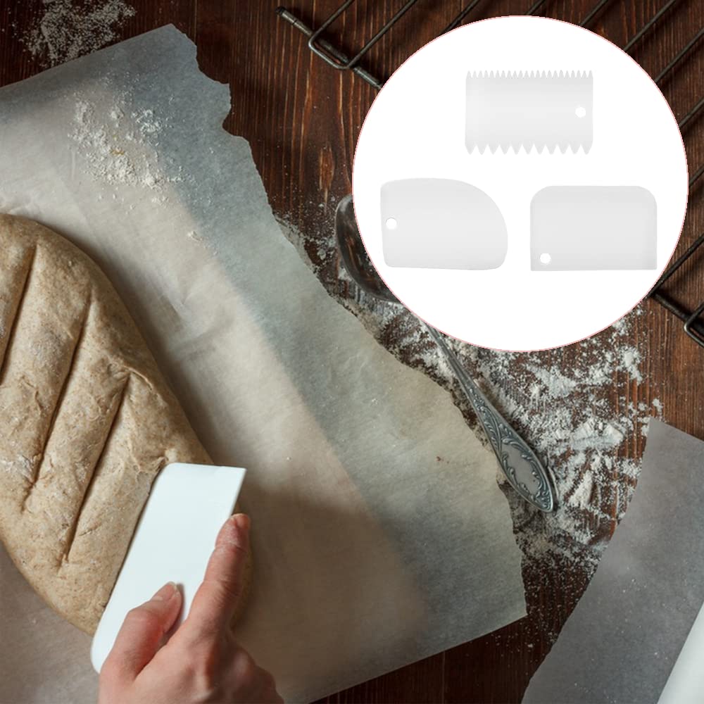 FYACCD Dough Scraper, 3 Pieces Plastic Dough Scraper Set, Cream Scraper, Cream Edge Smoothing Comb Tool for Cake Edge Decorating