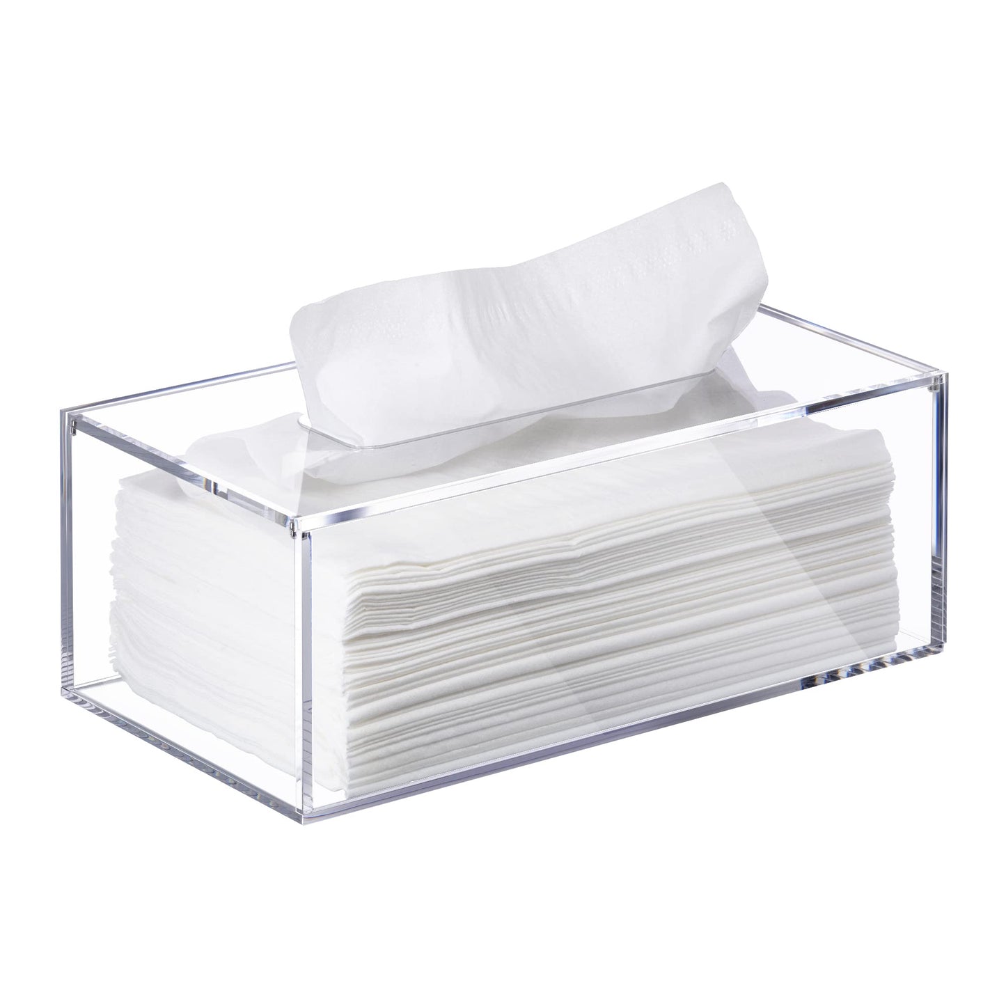 Clear Acrylic Tissue Box Holder 24 x 13 x 9 cm Rectangular Facial Tissue Organizer for Bathroom, Bedroom, Living Room, Vanity and Office Decor
