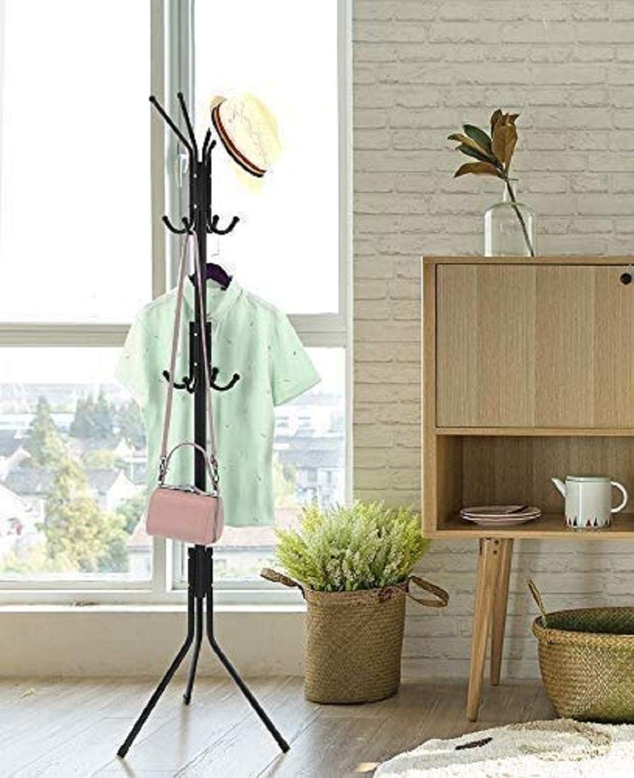 Metal Coat Rack/hanger 02, Free Standing, Coat/Hat hanger 02 for Handbags, Hat, Umbrella, Clothes Tree Coat hanger 02 Holder Stand Black
