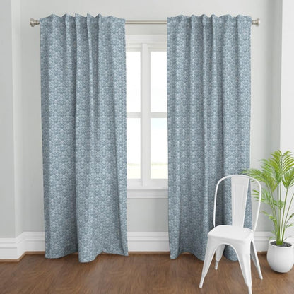 INtex Home Linen Curtain Panel, Meadow Breeze Printed Light-Filtering Fabric with Back Tab Hanging, Elegant Rustic Style for Living Bedroom or Dining Room, 1 Pc - 135 x 230 - Petrol Blue