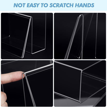 Clear Acrylic Postcard and Business Card Holder Set, 12 Pcs Display Stands for Index Cards, Greeting Cards, and Office Desk Organization