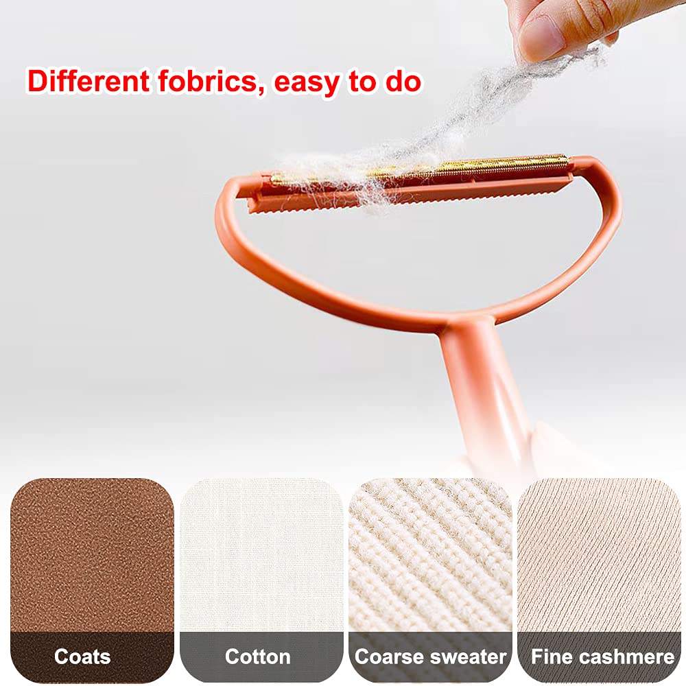 2 Pack Portable Lint Remover, Uproot Lint Cleaner, Clothes Fuzz Shaver Lint Roller for Cat and Dog Hair Removal,Removing Fabrics Clothing Furniture Balls Pilling?Orange + blue?