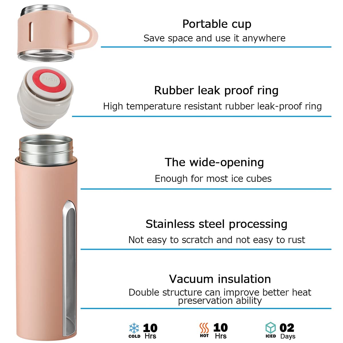 Coffee Thermos Stainless Steel Vacuum-Insulated Water Bottle, 500ml, Double-Wall Thermal Flask, Hot and Cold Beverage Container, Ideal for Travel and Office Use