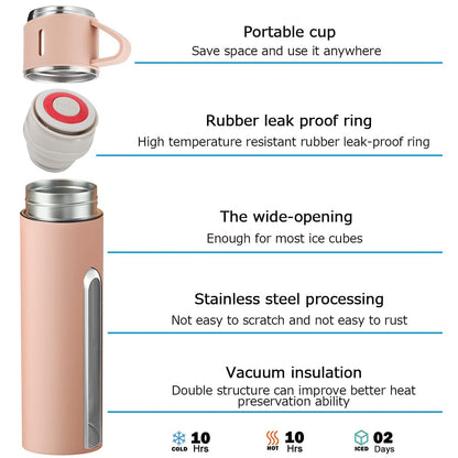 Coffee Thermos Stainless Steel Vacuum-Insulated Water Bottle, 500ml, Double-Wall Thermal Flask, Hot and Cold Beverage Container, Ideal for Travel and Office Use