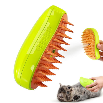 Cat Steamy Brush, 3 In 1 Steamy Cat Brush Cat Spray Massage Comb with Water Tank Multifunctional Cat Grooming Brush for Massages Spray Steam Cat Hair Brush for Removing Tangled and Loose Hair (Green)
