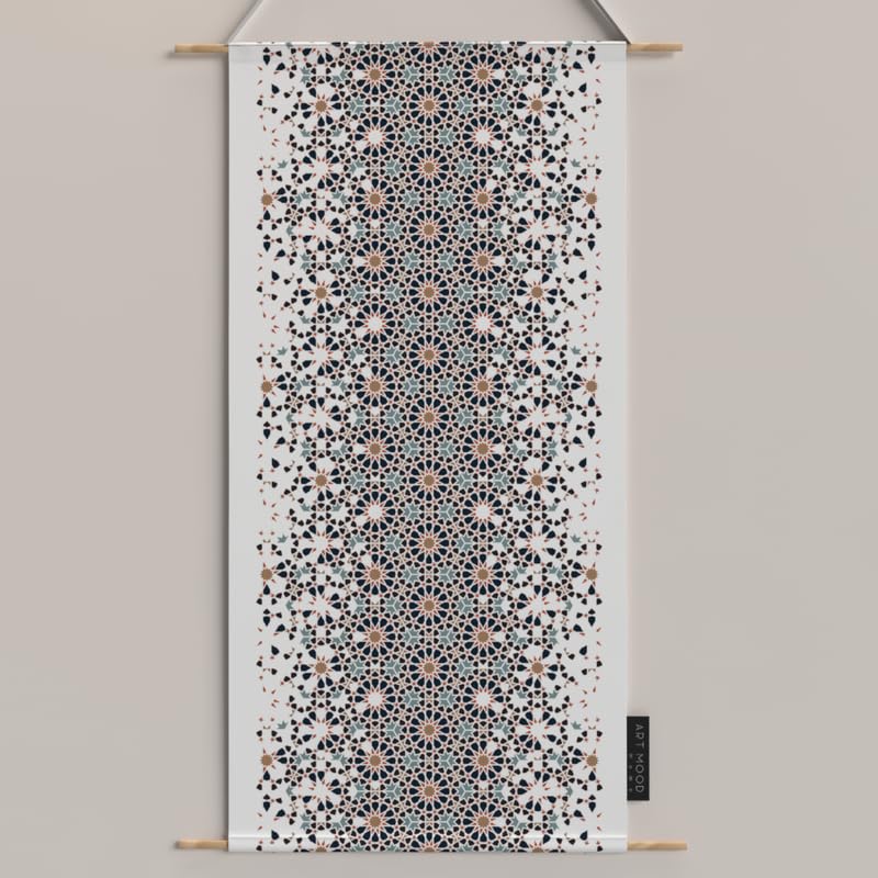 Ramadan's Unique Reya Velvet Fabric Posters Set, a Wall Art Decor Kit for Festive Home Decor, White & Blue, a Serene Islamic Design for Living Room or Bedroom during Ramadan