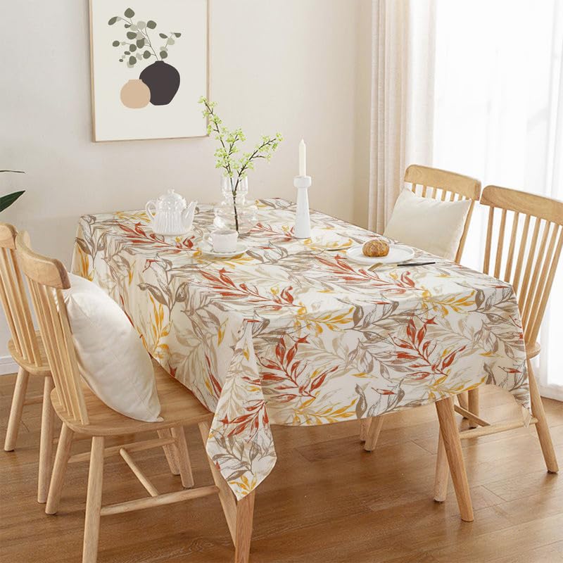 INtex Home Tablecloth, Linen Velvet Fabric, Soft Comfortable Material for Living Rooms Kitchens Bedrooms and Special Occasions, Elegant Table Cover - 130 x 200 cm - 1 Pc - Café x Warm Orange