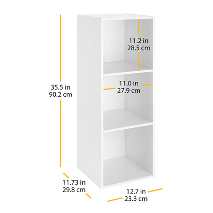 3 Cube Organizer, Versatile Storage Bookcase and Shelf Unit in White, Stackable and Modular Design for Closet, Office, or Living Room, Modern and Simple Organizer